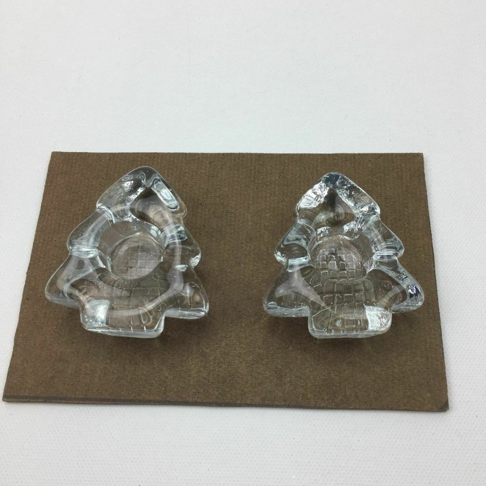 Christmas Tree Clear Glass Votive Tea Light Candle Holders Small Table Top Decor